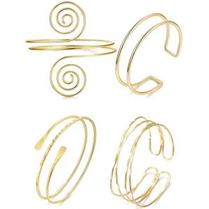 Unbranded Upper Arm Cuff Set Women OS Gold Boho Spiral Bicep Bracelet 4PC